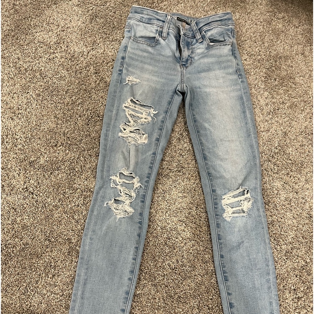 Light blue ripped skinny jeans